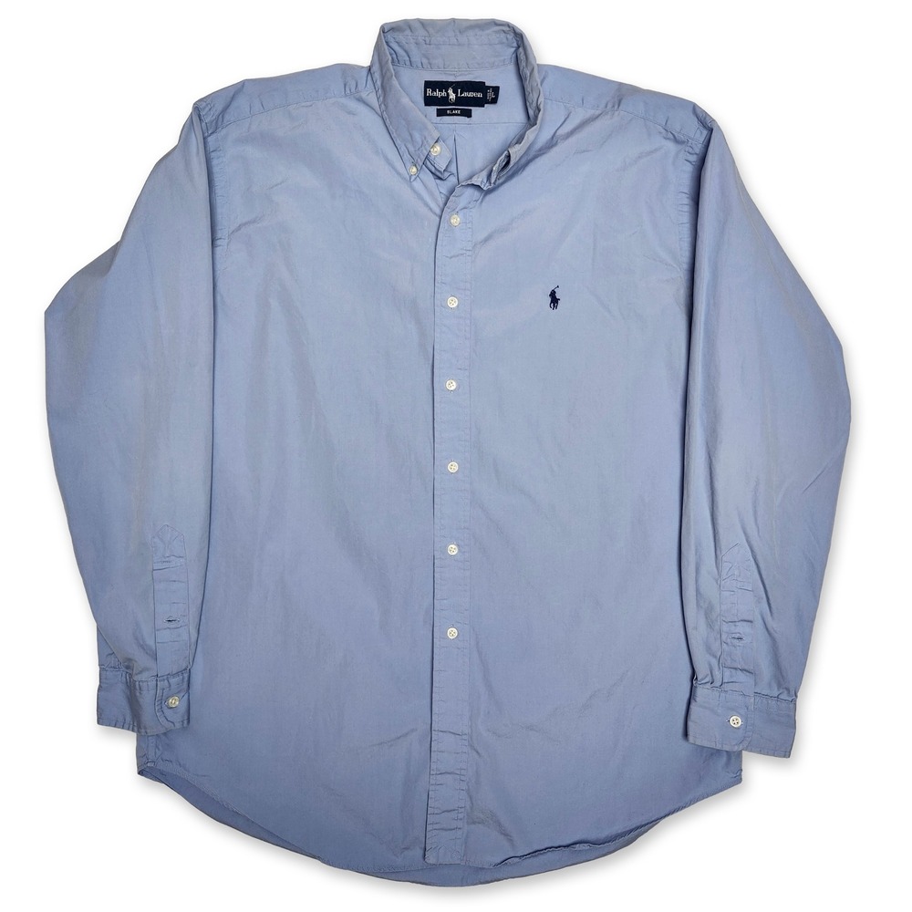 Vintage Ralph Lauren Blake Shirt Mens Large Slate Blue Button Down 90s Preppy